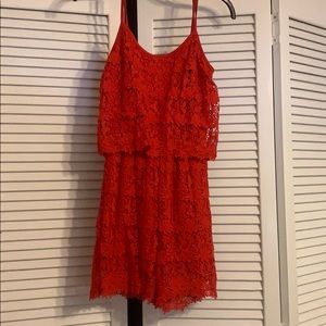 Red Lace Romper